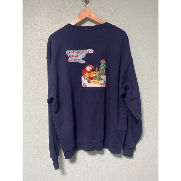 Handmade Snowman Winter Christmas Fruit of the Loom Navy Sweater Unisex Size‎ XL - Picture 2 of 7